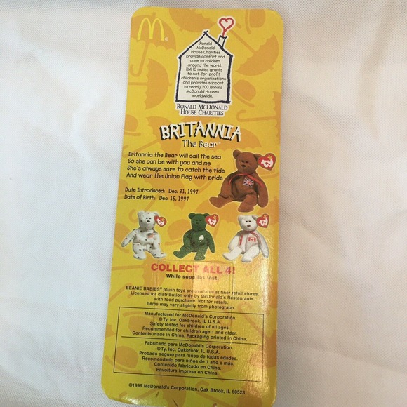 TY McDonalds Teenie Beanie Britannia the Bear 1997 RETIRED WITH ERRORS - Picture 4 of 6